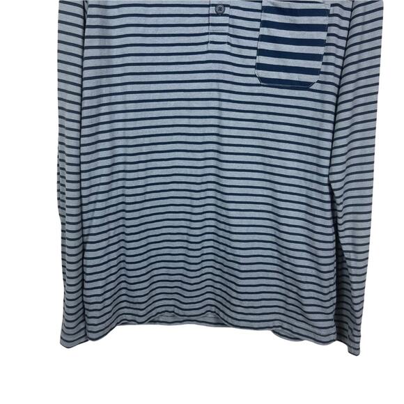 Gap Striped Knit Long Sleeve 3 Button Henley Gray Navy Large - Picture 3 of 8